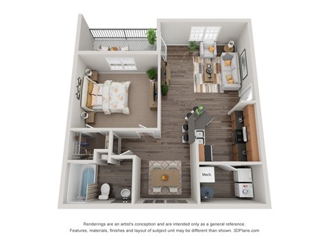 Floor plan for 3 beds, 2 baths, 1422 sqft